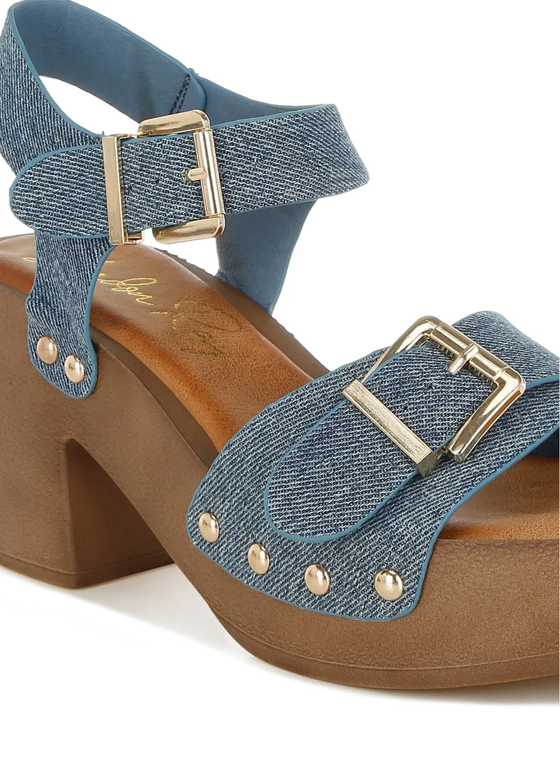 London Rag Studded Denim Clog Sandals in Denim