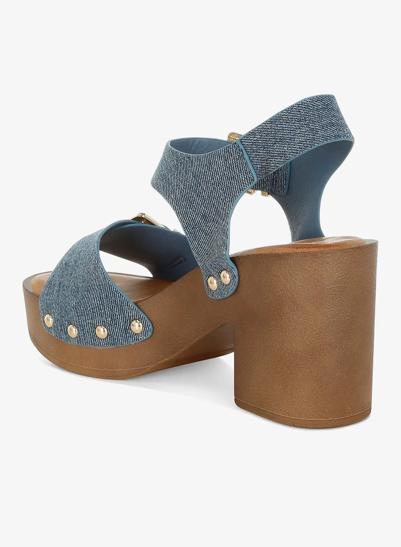 London Rag  Studded Denim Clog Sandals in Denim for Women | Best Price UAE