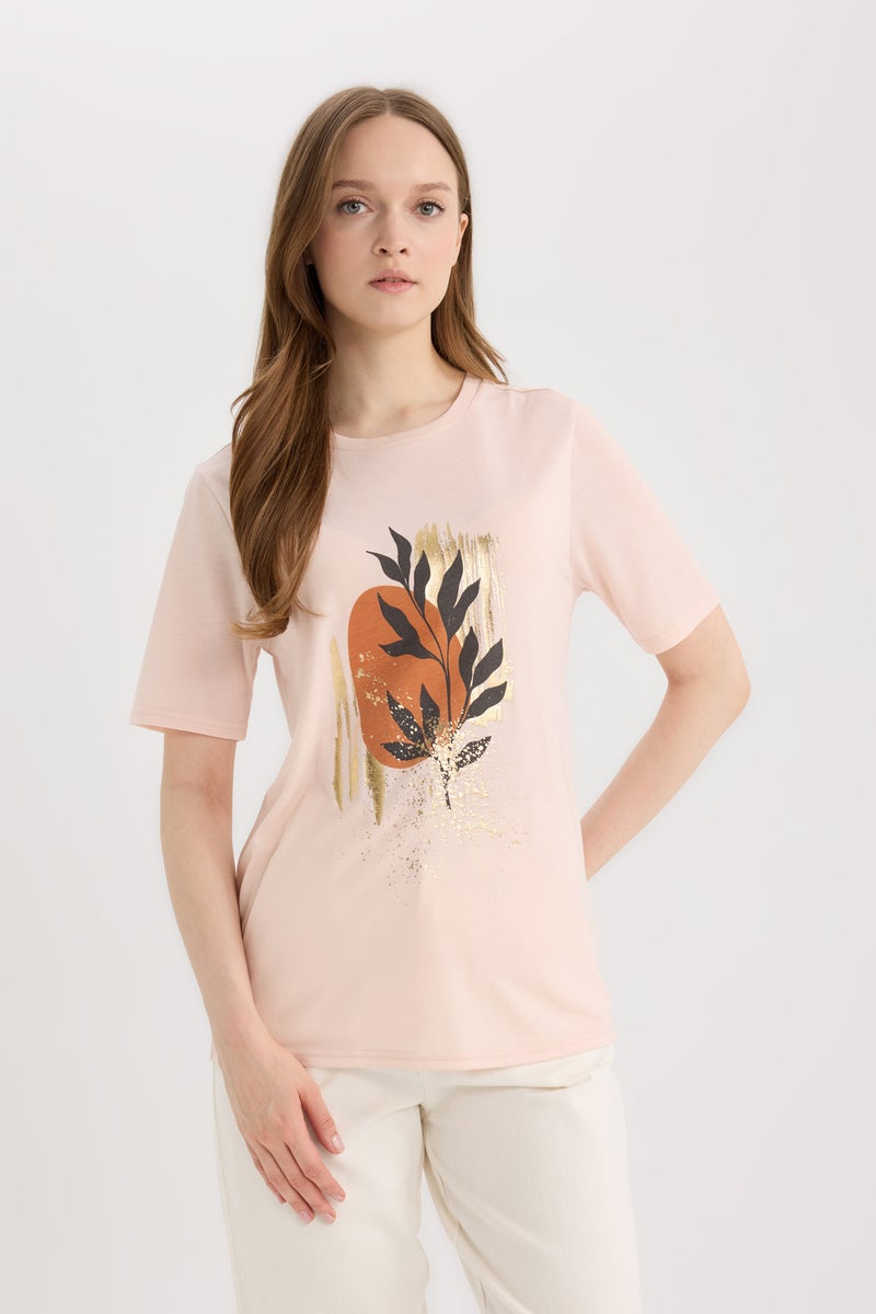 DeFacto Woman Regular Fit Crew Neck Short Sleeve T-Shirt  - Image 4