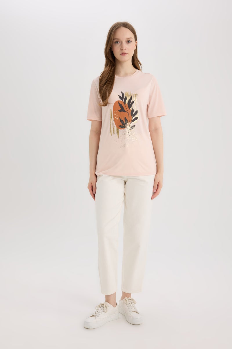 DeFacto Woman Regular Fit Crew Neck Short Sleeve T-Shirt  - Image 2