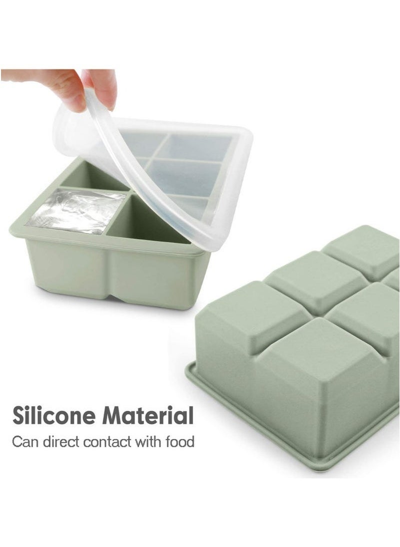 شاو تشن جم3 صينية مكعب ثلج كبيرة مزودة بعفن مكعب جليدي من السيليكون المربع الكبير القابل للتغليف (وردي/أزرق/أخضر) - Image 3