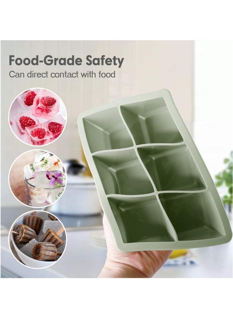شاو تشن جم3 صينية مكعب ثلج كبيرة مزودة بعفن مكعب جليدي من السيليكون المربع الكبير القابل للتغليف (وردي/أزرق/أخضر) - Image 4