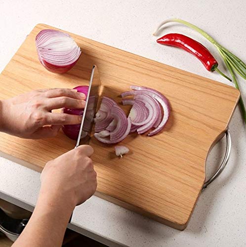 Luxula NonSlip Kitchen Fruit and Vegetable Cutting Wooden Chopping Board with Stainless Steel Handle - Image 1