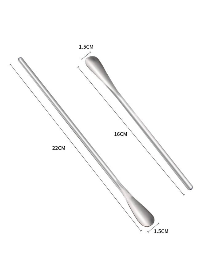 Bai Jie Baijie 304 Stainless Steel Mixing Spoon, Long-handled Stirring Rod, Coffee Spoon, Seasoning Spoon, Ice Spoon, Dessert Honey Spoon, Set Of 2  - Image 2