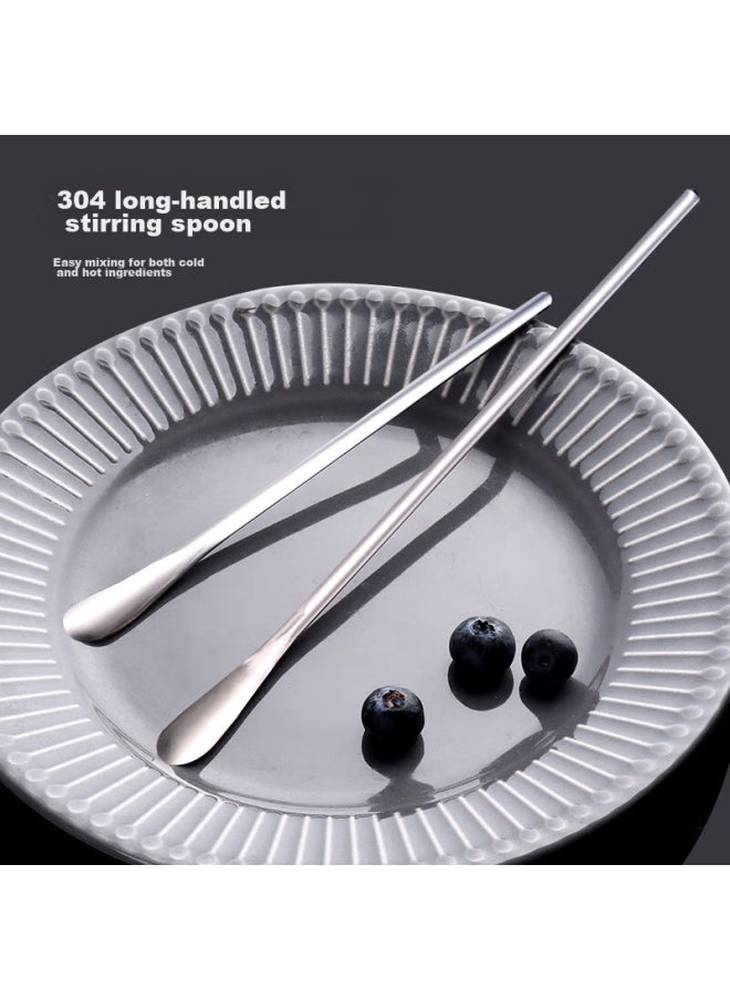Bai Jie Baijie 304 Stainless Steel Mixing Spoon, Long-handled Stirring Rod, Coffee Spoon, Seasoning Spoon, Ice Spoon, Dessert Honey Spoon, Set Of 2  - Image 3