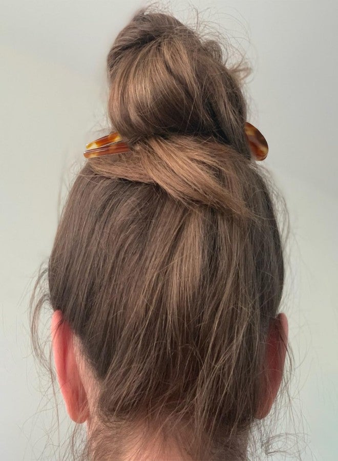 HYFEEL French Hair Pins U Shape Updo Hair Forks 2 Prong Bun Twist Chignon Stick Clips for Women Hair Accessories, 3 Pcs (Green,Tortoise,Brown Floral) - Image 2