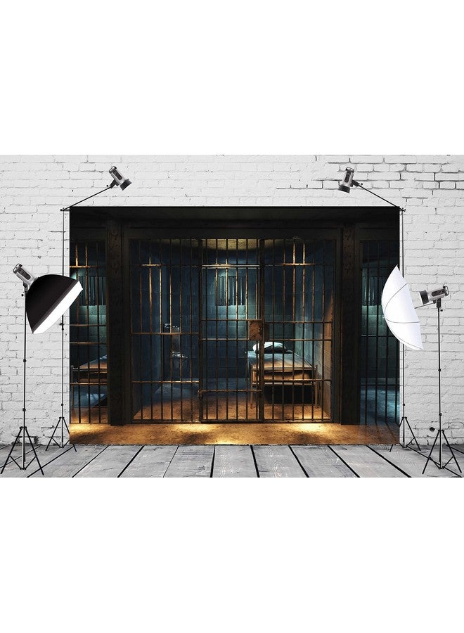 Loccor Prison Backdrop Fabric 10X6.5Ft Old Fashioned Jail Cell Bars Photography Background Police Gangster Themed Party Criminal Mug Shot Halloween Decoration For Kids Adults Youtube Video Photo Props  - Image 2