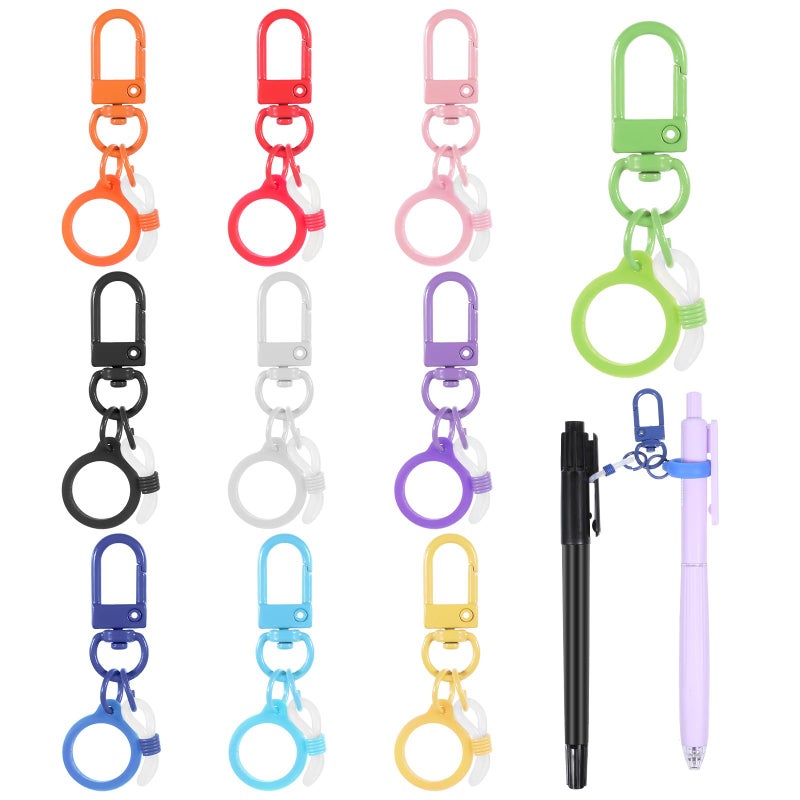 Qulkws Mini Coloured Pen Clips, 10Pcs Nurse Badge Reel Accessory with Lobster Clasp, Retractable Holder for Nurses, Pen Converter, Silicone Pens Holder for Lanyard, Nurse, Teachers, Office - Image 1