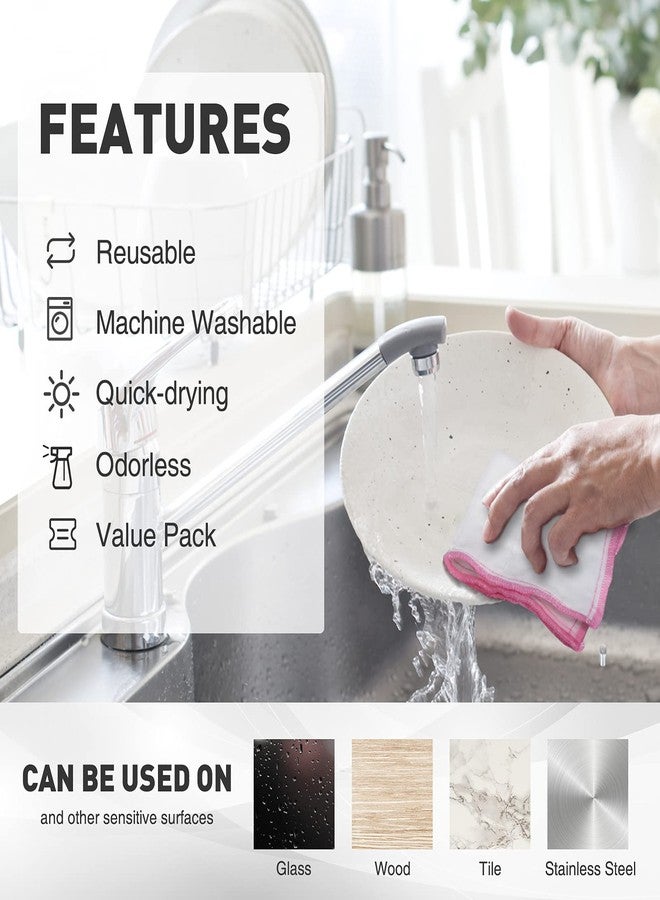 OnBrand Naturally Wood Fiber Cleaning Cloth, Microfiber Cleaning Cloths, 10 Pcs (12" x 10.7" Each), 8 Layers High-Density Super Absorbing Dish Cloths, Reusable General Kitchen Towel - Image 2