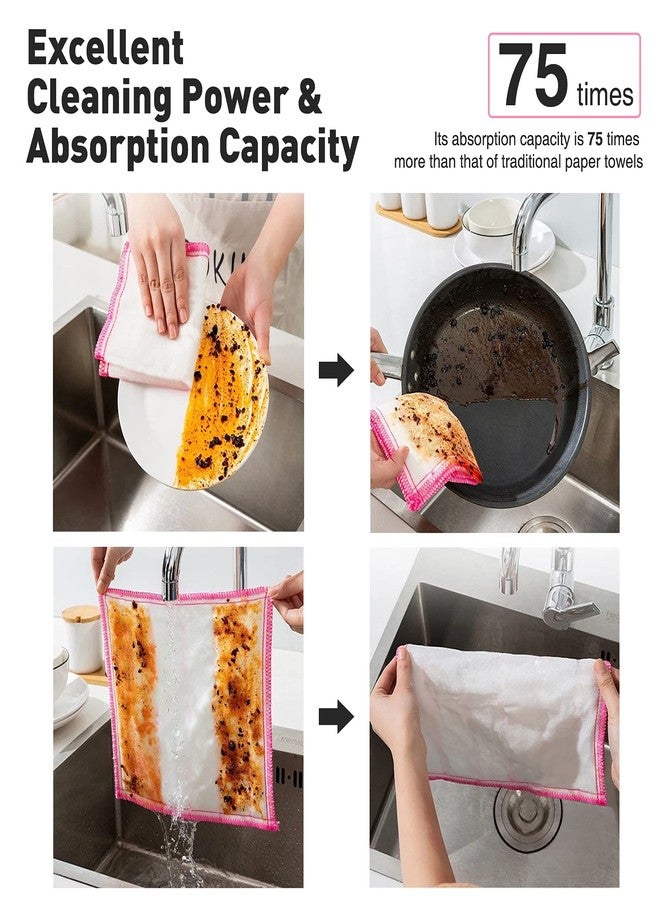 OnBrand Naturally Wood Fiber Cleaning Cloth, Microfiber Cleaning Cloths, 10 Pcs (12" x 10.7" Each), 8 Layers High-Density Super Absorbing Dish Cloths, Reusable General Kitchen Towel - Image 4