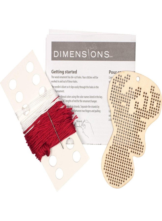 Dimensions Counted Cross Stitch, Reindeer Wooden Christmas Ornament Craft Kit, 1 Pc, Red,White - Image 4