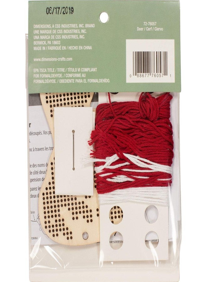 Dimensions Counted Cross Stitch, Reindeer Wooden Christmas Ornament Craft Kit, 1 Pc, Red,White - Image 3