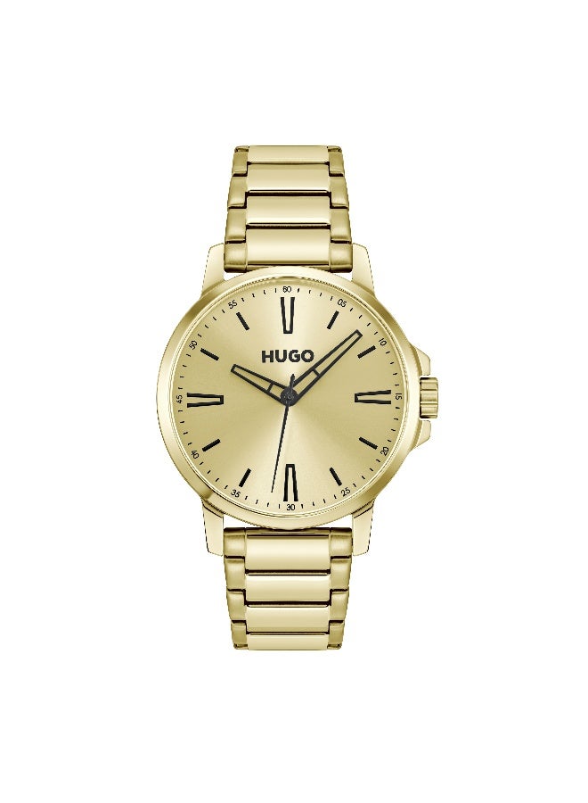 HUGO #SMOOTH Men's Quartz Watch with Gold Dial and Gold Stainless Steel Bracelet - 1530420 - Image 2
