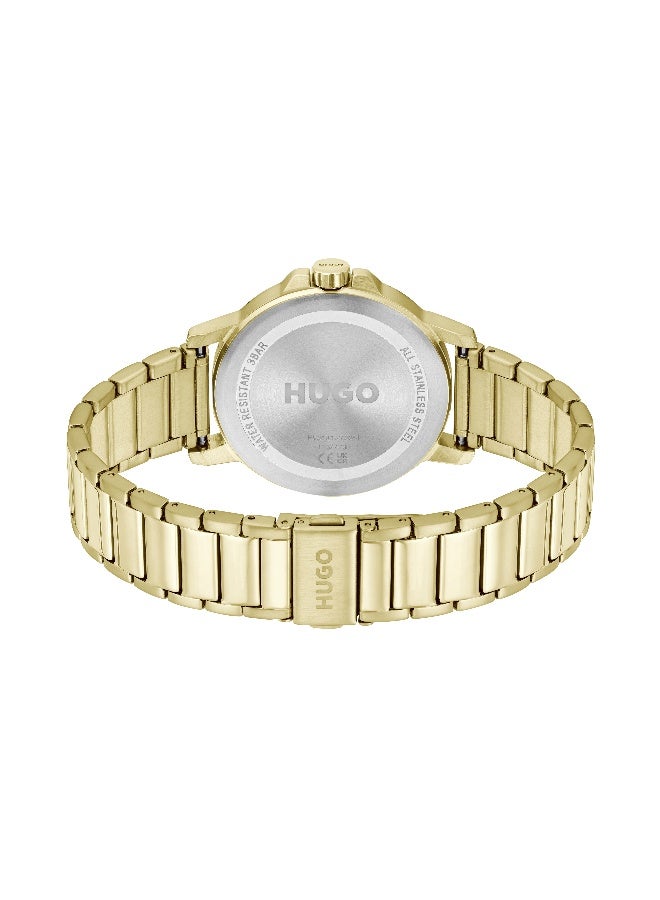 HUGO #SMOOTH Men's Quartz Watch with Gold Dial and Gold Stainless Steel Bracelet - 1530420 - Image 3