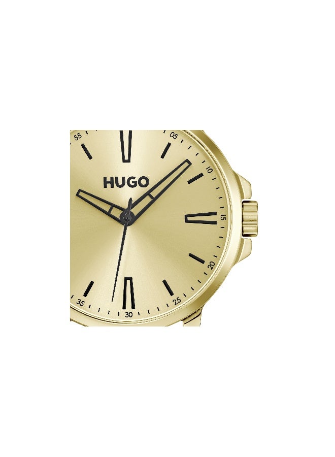 HUGO #SMOOTH Men's Quartz Watch with Gold Dial and Gold Stainless Steel Bracelet - 1530420 - Image 4