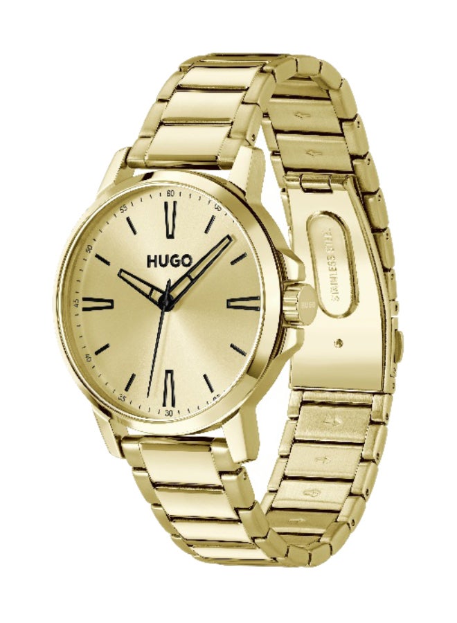HUGO #SMOOTH Men's Quartz Watch with Gold Dial and Gold Stainless Steel Bracelet - 1530420 - Image 1
