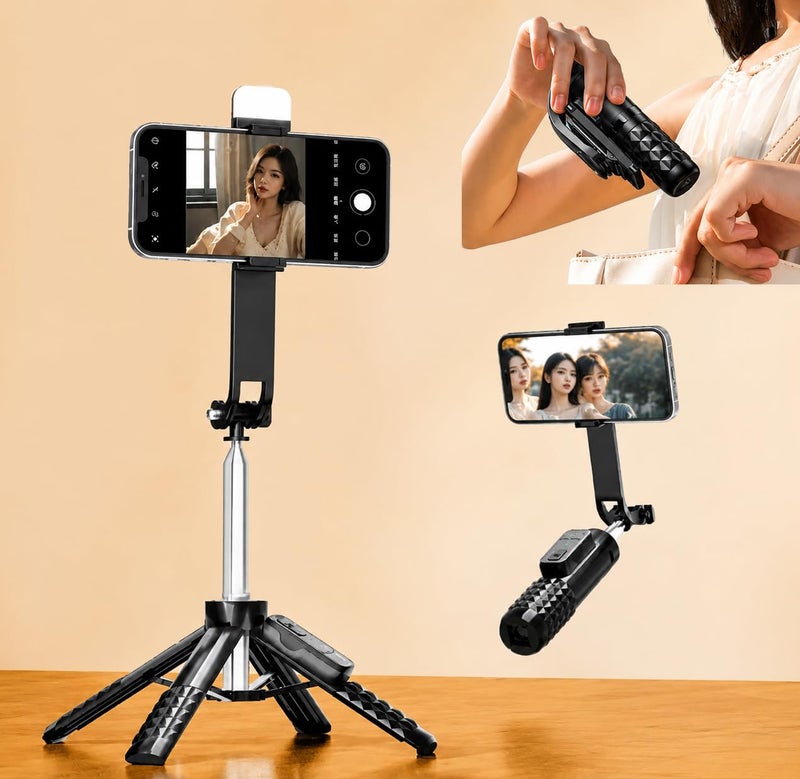 Mini Selfie Stick Tripod with Wireless Remote,PhoneTripod Compatible with iPhone 15 Pro Max/15/14Pro/14/Android Smartphone & 360Rotating Head,3-in-1Selfie Stick,with Rechargeable Wireless Remote,(L8S) - Image 1