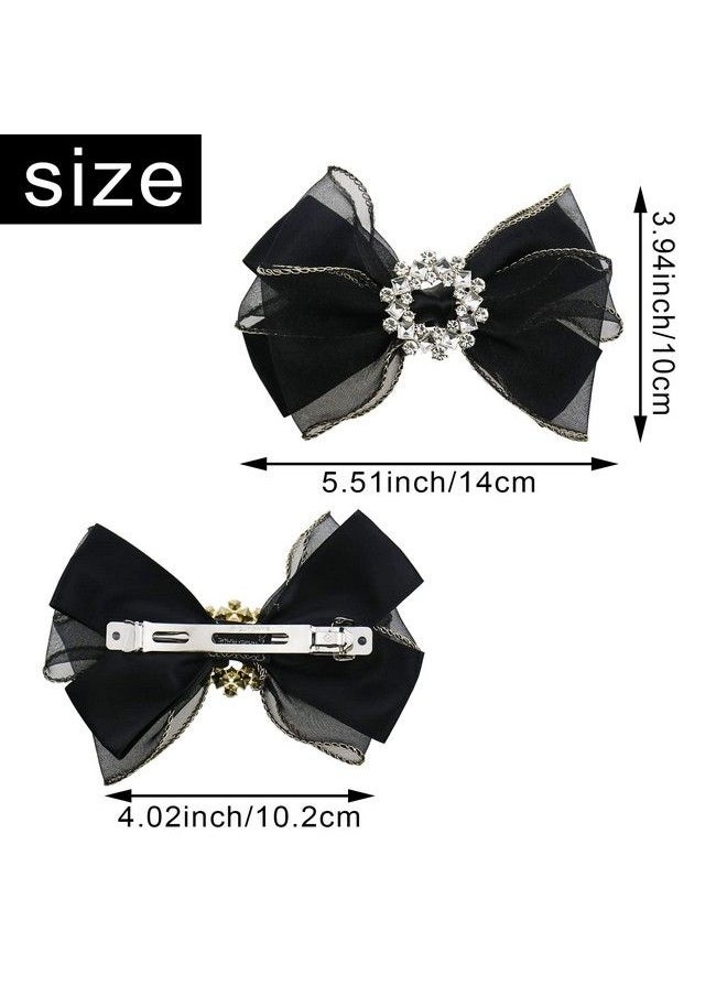 DonLeeving - 3 Pack 5.5Inch Large Bow Hair Clip Cute Rhinestone Bowknot Hair Barrette Mesh Hair Bow Hair Accessories For Women Girls - Image 1