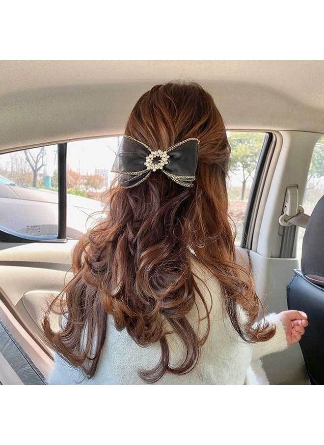 DonLeeving - 3 Pack 5.5Inch Large Bow Hair Clip Cute Rhinestone Bowknot Hair Barrette Mesh Hair Bow Hair Accessories For Women Girls - Image 1