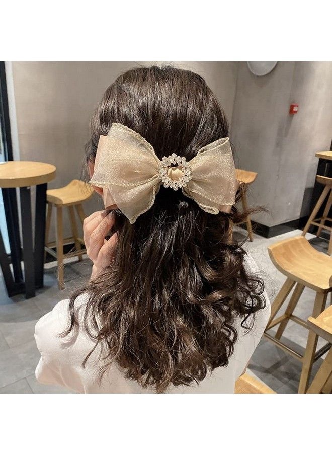 DonLeeving - 3 Pack 5.5Inch Large Bow Hair Clip Cute Rhinestone Bowknot Hair Barrette Mesh Hair Bow Hair Accessories For Women Girls - Image 1