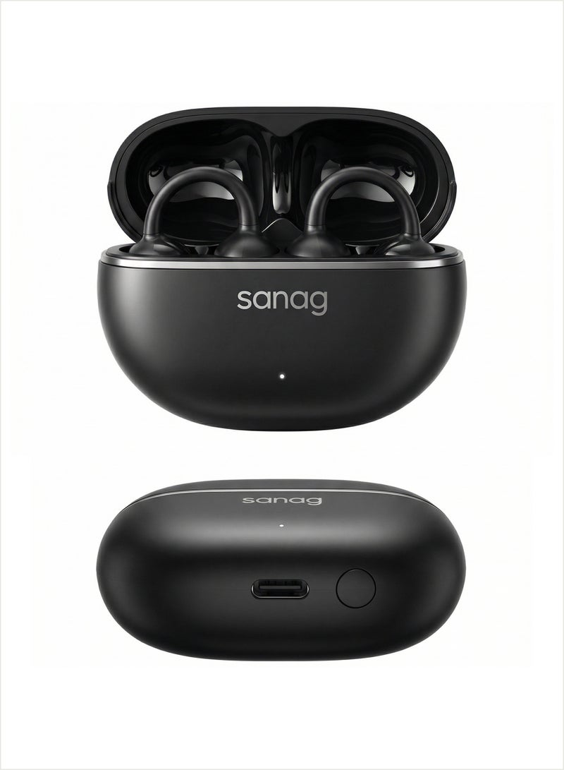 ساناج Z50 Ultra سماعة أذن كليب مفتوحة بلوتوث 6.0 لاسلكية، تقنية التوصيل الهوائي، مقاومة للماء IP55، ترجمة فورية، بطارية 40 ساعة - أسود - Image 4