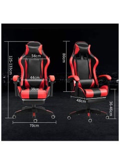 Gogoya Gaming Chair, Adjustable Computer Chair, Computer Office, Pu Leather, High Backrest, Lumbar Support, Comfortable Armrests, Headrest With Footrest,Blue  - Image 3