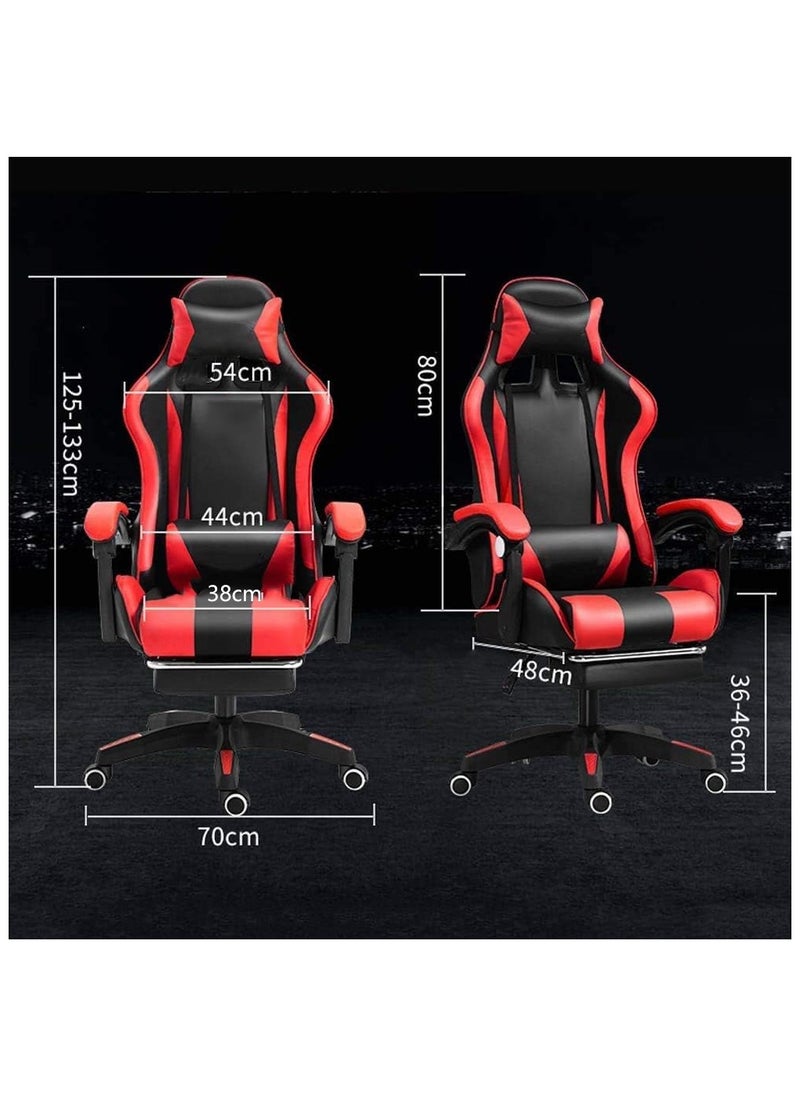 Gogoya - Gaming Chair, Adjustable Computer Chair, Computer Office, Pu Leather, High Backrest, Lumbar Support, Comfortable Armrests, Headrest With Footrest,Blue - Image 1