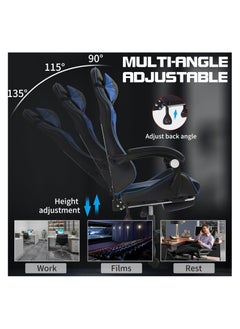 Gogoya Gaming Chair, Adjustable Computer Chair, Computer Office, Pu Leather, High Backrest, Lumbar Support, Comfortable Armrests, Headrest With Footrest,Blue  - Image 4