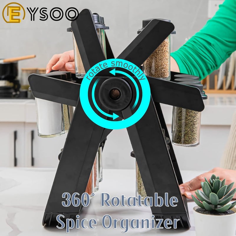 EYSOO Spice Rack Organizer Rotating Spice Rack with 18 Empty Jars for Kitchen Countertop Spice Jars Rack with Funnel and 50 Spice Labels - Image 4