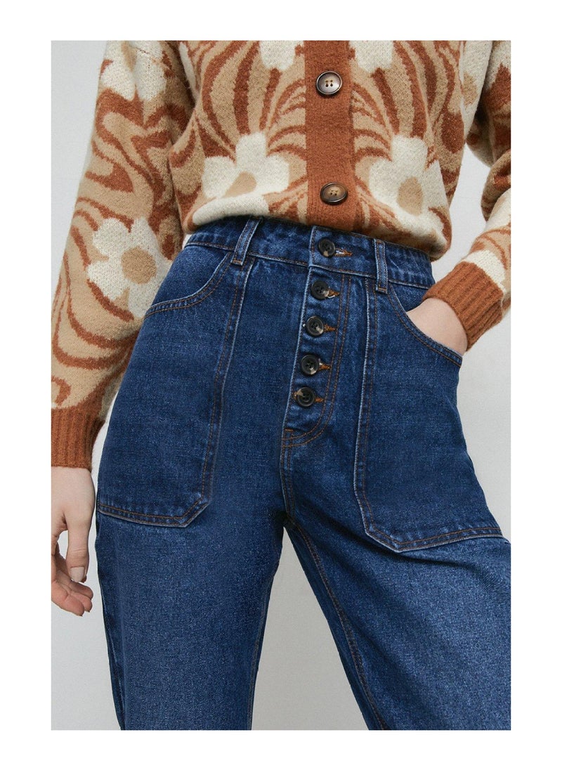 WAREHOUSE - 72's Denim Button Front Flare Jeans - Image 1
