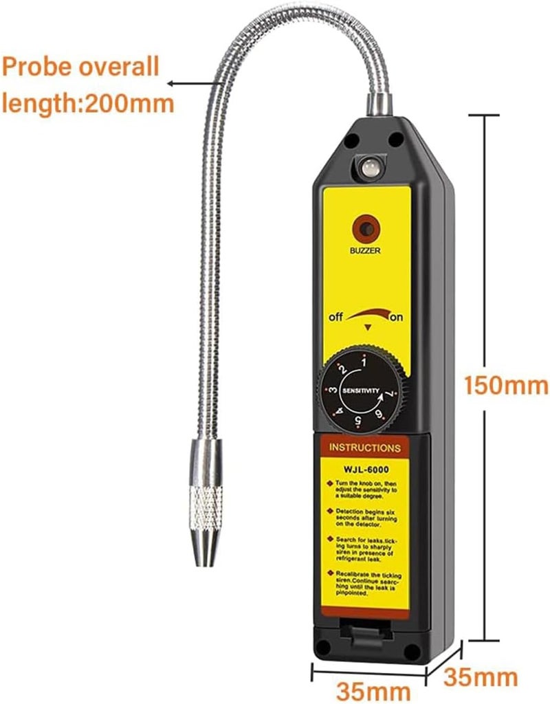 Foloose Freon Leak WJL-6000 Refrigerant HVAC Leak Halogen Gas Sniffer Automotive Gas Finder Halogen Leakage Tester Checker for R134a R410A R12 R22 R404A - Image 3