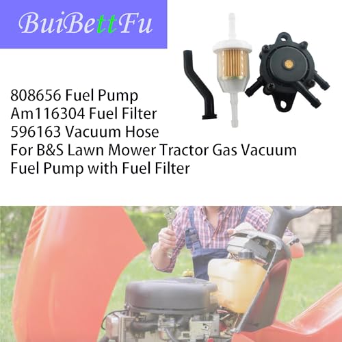 BuiBettFu 808656 Fuel Pump for BS Lawn Mower Tractor Gas Vacuum Fuel Pump with Fuel Filter for Honda Yamaha 491922 691034 692313 808492 John Deere Kohler 17HP25 HP Small Engine - Image 3