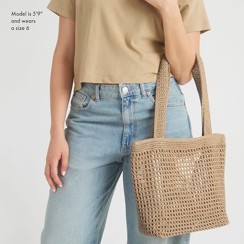 The Sak Casual Classics Tote Bag - Hand Crochet Woman's Purse For Everyday, Travel, Beach Bag - Handbag With Shoulder Straps - Bamboo W/Gold - Image 3