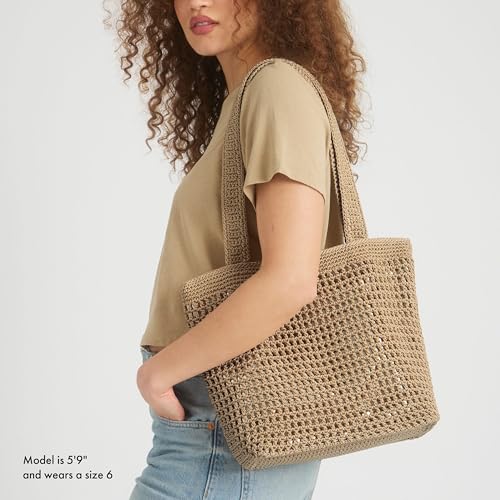 The Sak Casual Classics Tote Bag - Hand Crochet Woman's Purse For Everyday, Travel, Beach Bag - Handbag With Shoulder Straps - Bamboo W/Gold - Image 2