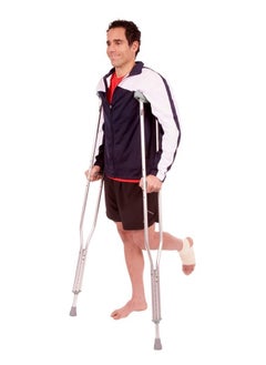 careX Push Button Aluminum Crutches - Height Adjustable Crutches Adult Size Fits Individuals from 5'2" to 5'10" Tall, Completely Assembled with Crutch Pads, Hand Grips and Crutch Tips  - Image 1