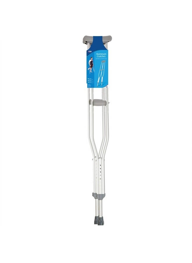 careX - Push Button Aluminum Crutches - Height Adjustable Crutches Adult Size Fits Individuals From 5'2" To 5'10" Tall, Completely Assembled With Crutch Pads, Hand Grips And Crutch Tips - Image 1