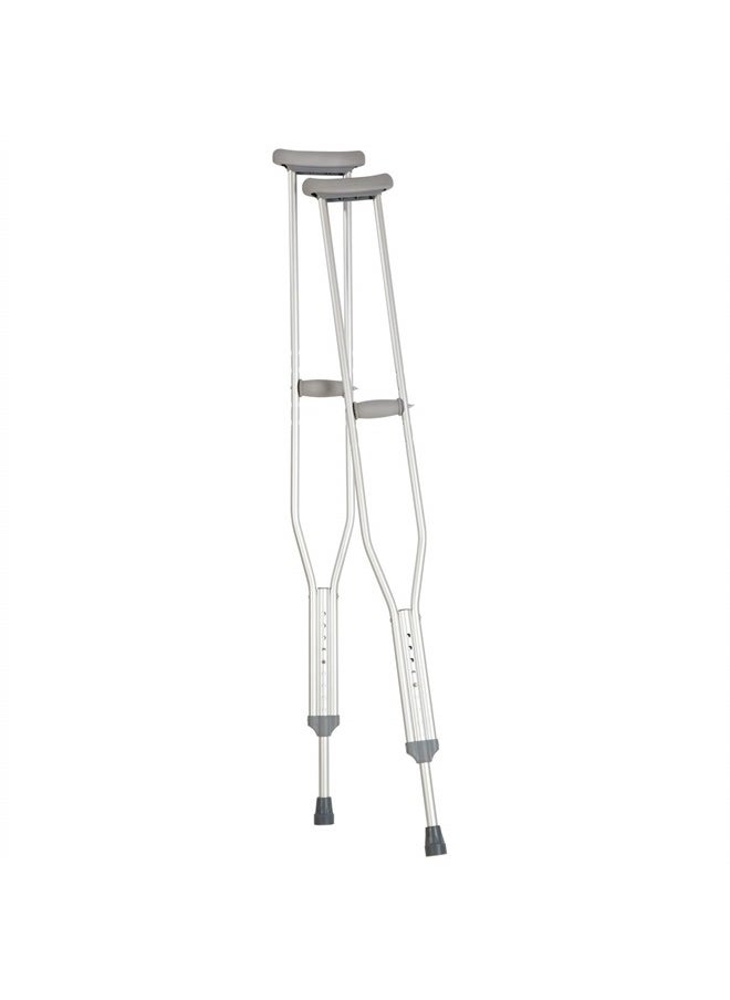 careX - Push Button Aluminum Crutches - Height Adjustable Crutches Adult Size Fits Individuals From 5'2" To 5'10" Tall, Completely Assembled With Crutch Pads, Hand Grips And Crutch Tips - Image 1
