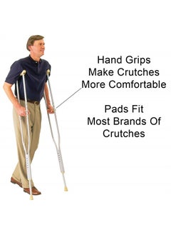 careX Push Button Aluminum Crutches - Height Adjustable Crutches Adult Size Fits Individuals from 5'2" to 5'10" Tall, Completely Assembled with Crutch Pads, Hand Grips and Crutch Tips  - Image 3