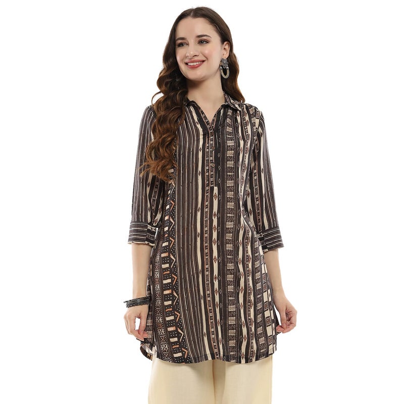 BIBA Chocolate Viscose Blend Straight Kurta - Image 5