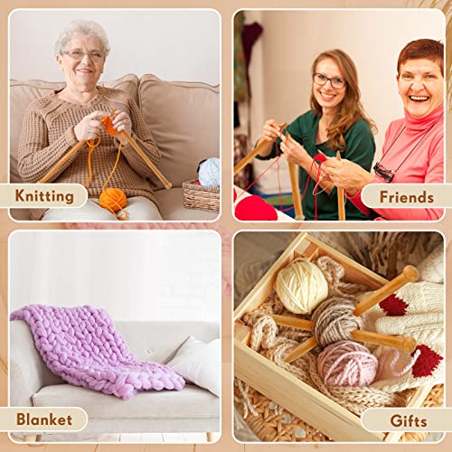 MTLEE 6 Pcs Large Knitting Needles Jumbo Straight Wooden Knitting Needles 3 Sizes Extra Large Weaving Tool for Chunky Yarn Beginner DIY Fabric Crafts Crochet 15mm 20mm 25mm (Brown) - Image 5