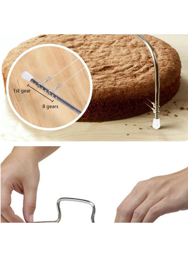 Adjustable Cake Leveler and Wire Slicer Baking Tool for Even Cake Cutting for Home Cafe and Restaurant Use Includes Replacement Wires Silver Finish - Image 4