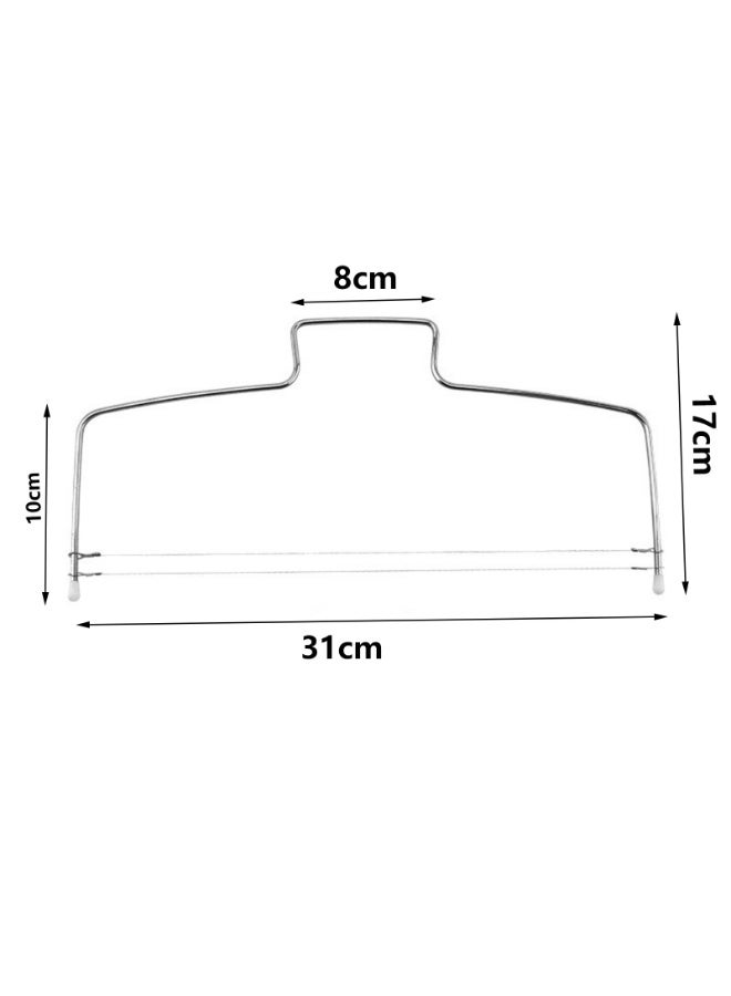 Adjustable Cake Leveler and Wire Slicer Baking Tool for Even Cake Cutting for Home Cafe and Restaurant Use Includes Replacement Wires Silver Finish - Image 2