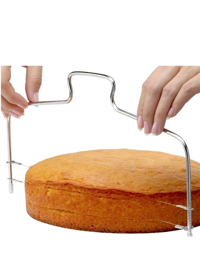 Adjustable Cake Leveler and Wire Slicer Baking Tool for Even Cake Cutting for Home Cafe and Restaurant Use Includes Replacement Wires Silver Finish - Image 3
