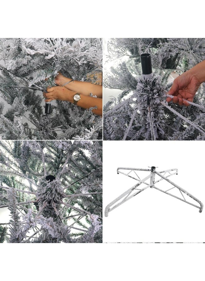 Decor Artificial Tree Snow Flocked Tree With Sturdy Metal Stand, Flocked Christmas Tree With Lush Greenery, Holiday Tree For Home, Office, Event, Easy Assembly 270 Cm