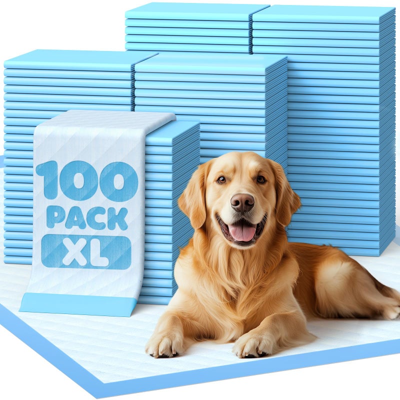 Powools 100-Pack Extra Large Pee Pads - 34" x 28" Puppy Pads for Dogs with 6-Layer Leakproof Protection, Disposable and Quick-Dry Dog Pads with High Absorbency for Easy Potty Training - Image 1