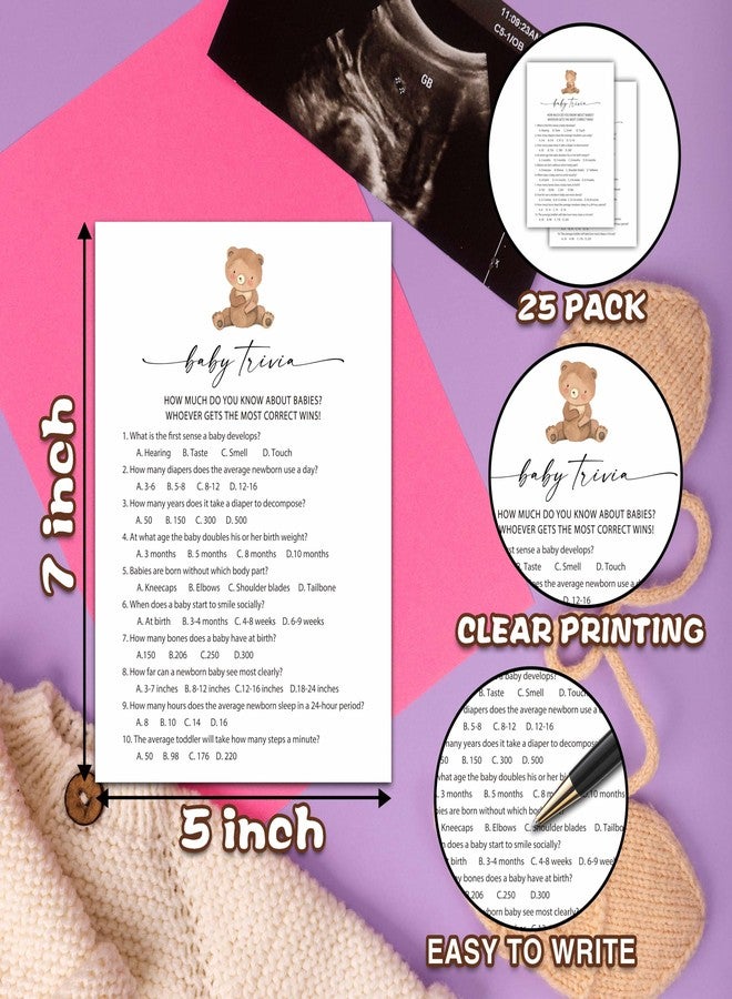 Foosproea Baby Trivia Games Set, Minimalism Baby Shower Party Game Card, Boho Bear Themed Gender Neutral Party Ideas Activities, Baby Shower Party Supplies & Decorations -A01 - Image 4