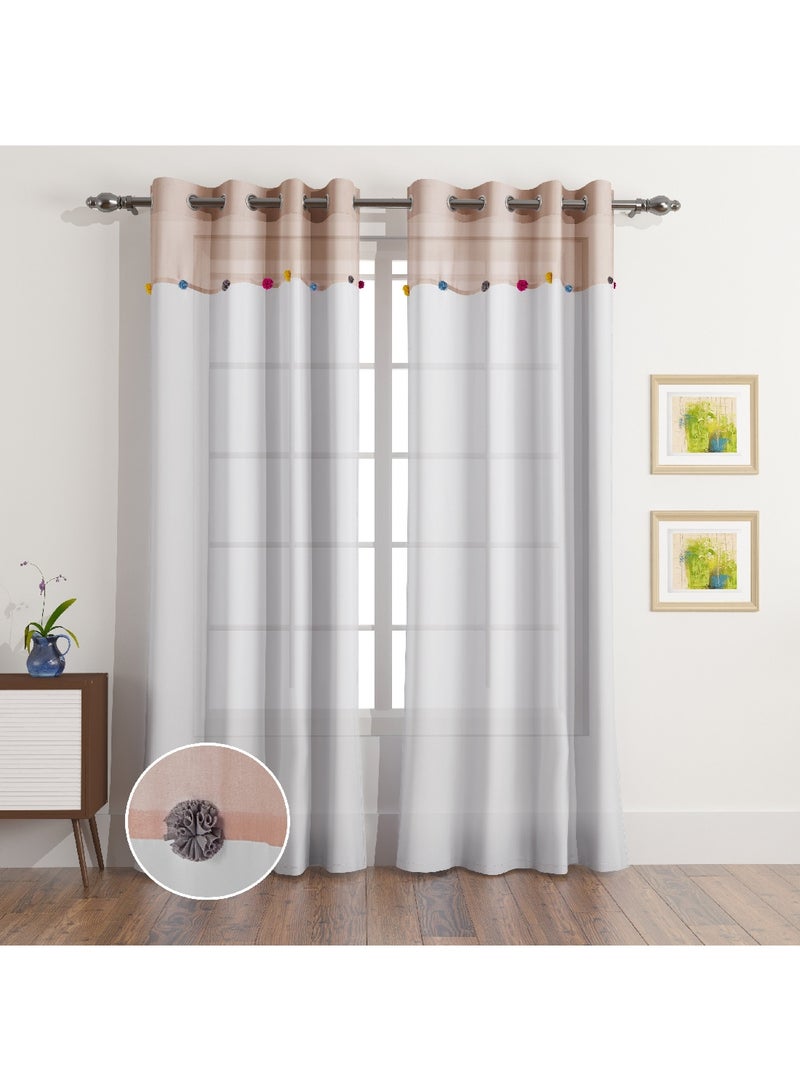 Home Box Nordic 2-Piece Sheer Extra Long Curtain Set 300 x 140 cm  - Image 1