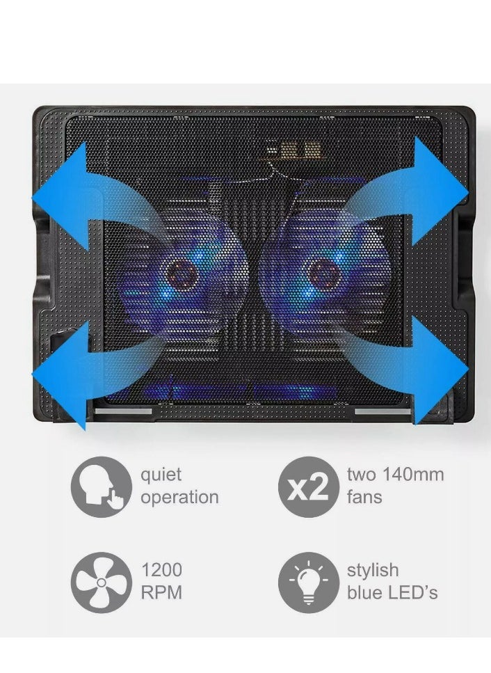 Generic - USB LED 2 Fan Cooler Adjustable Stand Pad for 9in To 17in Notebook Laptop - Image 1