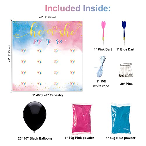 hongpar Baby Gender Reveal Dart Board Game, Reveal Balloon for Girl or Boy, Pink and Blue Powder for He or She Party, Gender Reveal Party decoration kit - Image 5