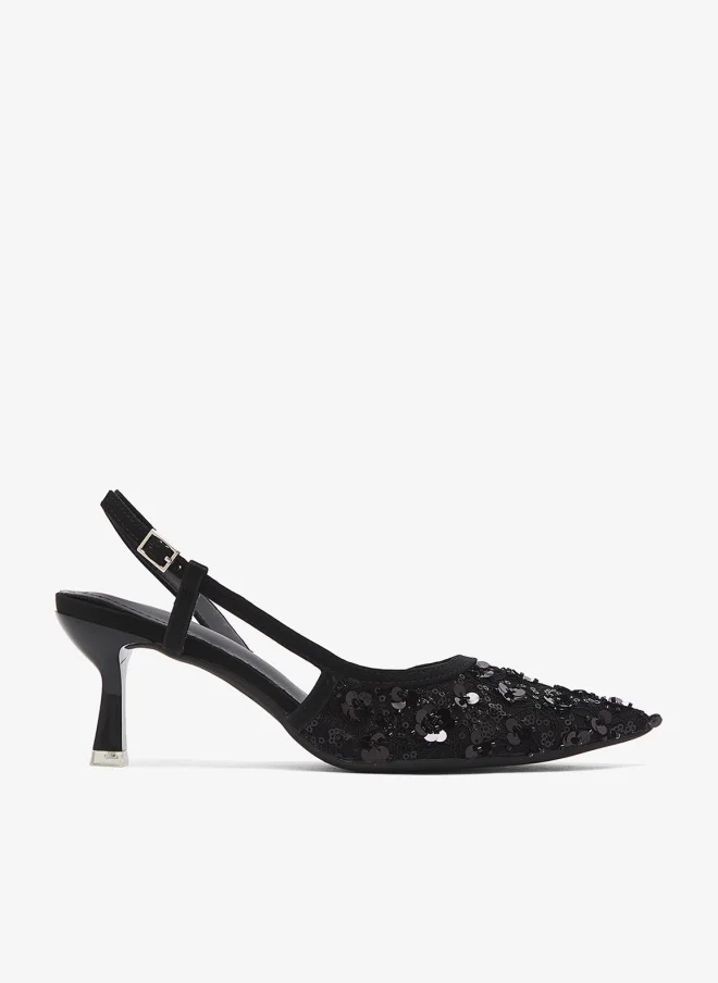Ella Limited Edition Sequin Detail Embellished Pump With Strap